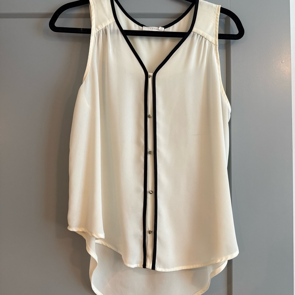 Lush Cream Blouse with Black Accents